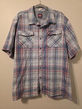 Wrangler Outdoor Shirt Mens 2XL Plaid Vented Utility Pocket Button Up